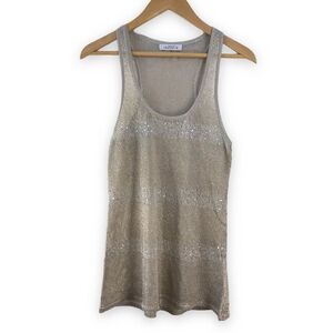 Aziza gold knit racer back tank size L